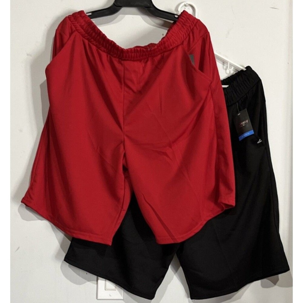 Lot of 2 New Victory Threads Men's Size XL Activewear Shorts Red Black Elastic